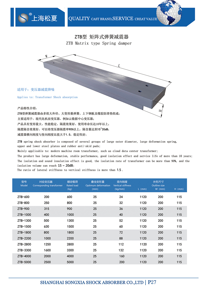 矩陣式<a href='http://www.ntslbz.cn' target='_blank'><u>彈簧減震器</u></a>-變壓器專用